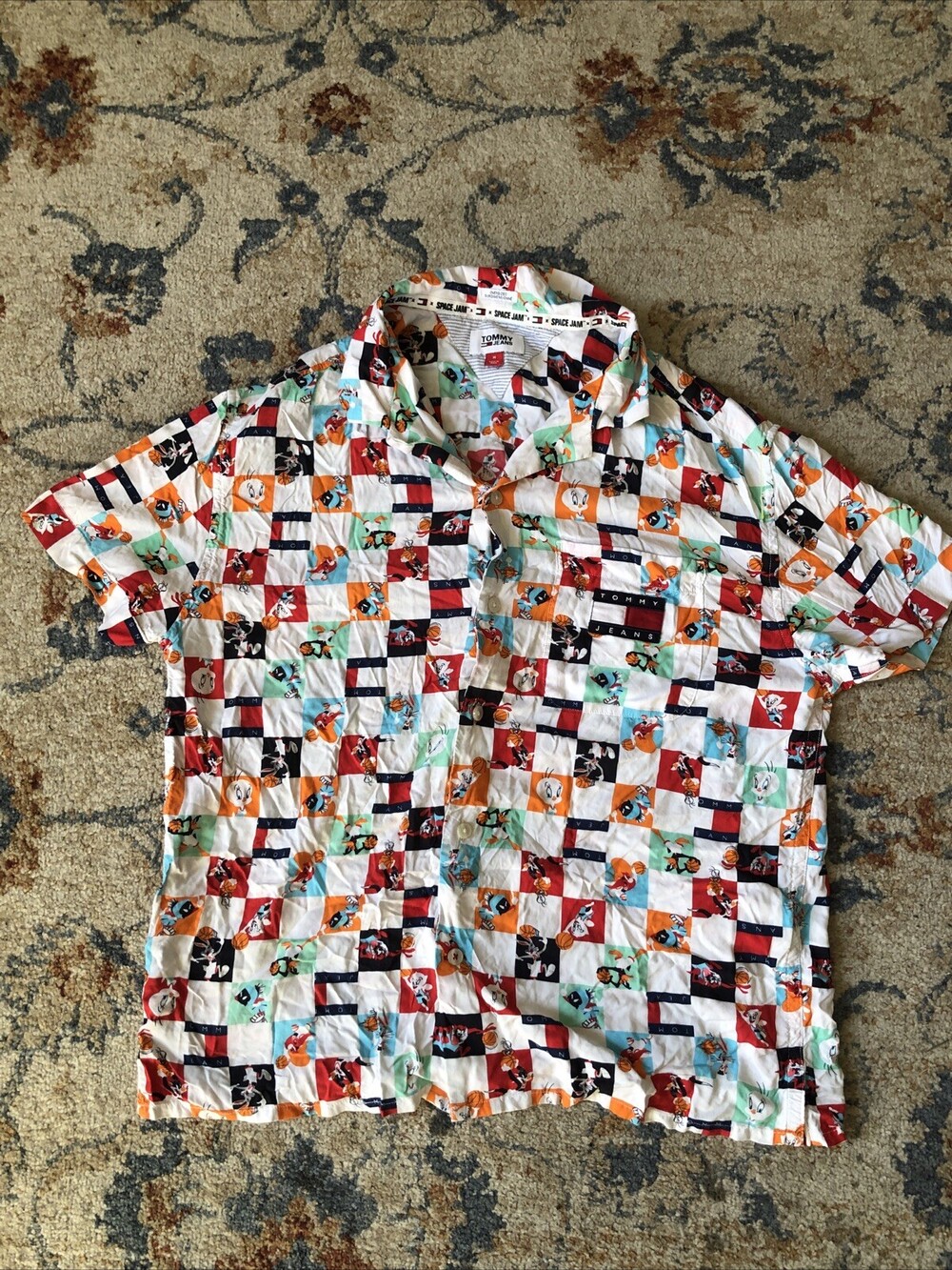 Tommy Hilfiger Men's Space Jam: A New Legacy x Tommy Jeans Checker Print Top